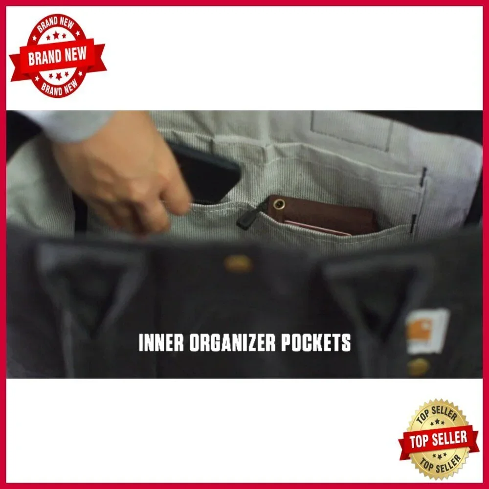 Durable Water Resistant Tote Bag with Snap Closure & Pockets